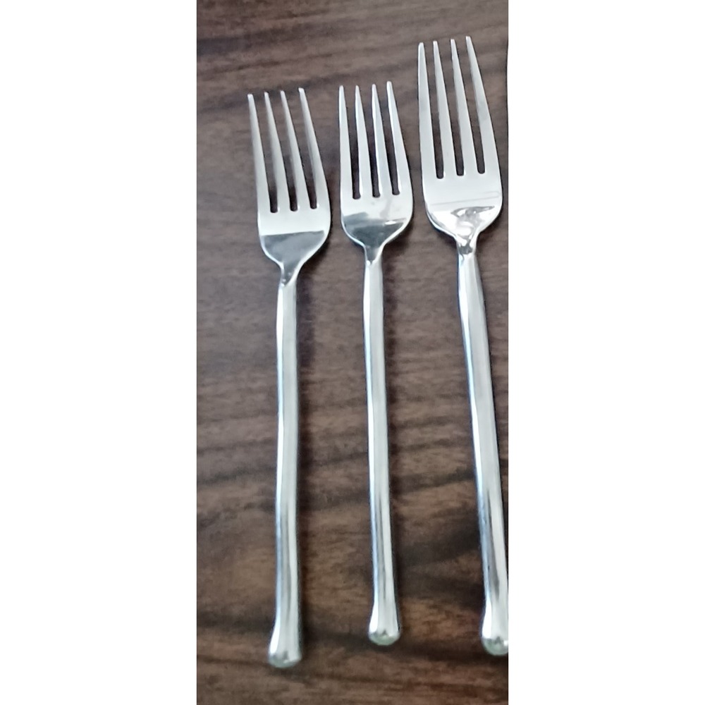 Gourmet Settings Exotique Platinum Flatware 3pc 2-Salad 1-Dinner Wavy Forks